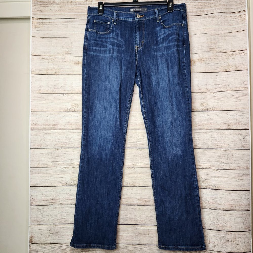 Levi's 505 Straight Leg Denim Jeans Women's 14 Blue Mid Rise Cotton Blend